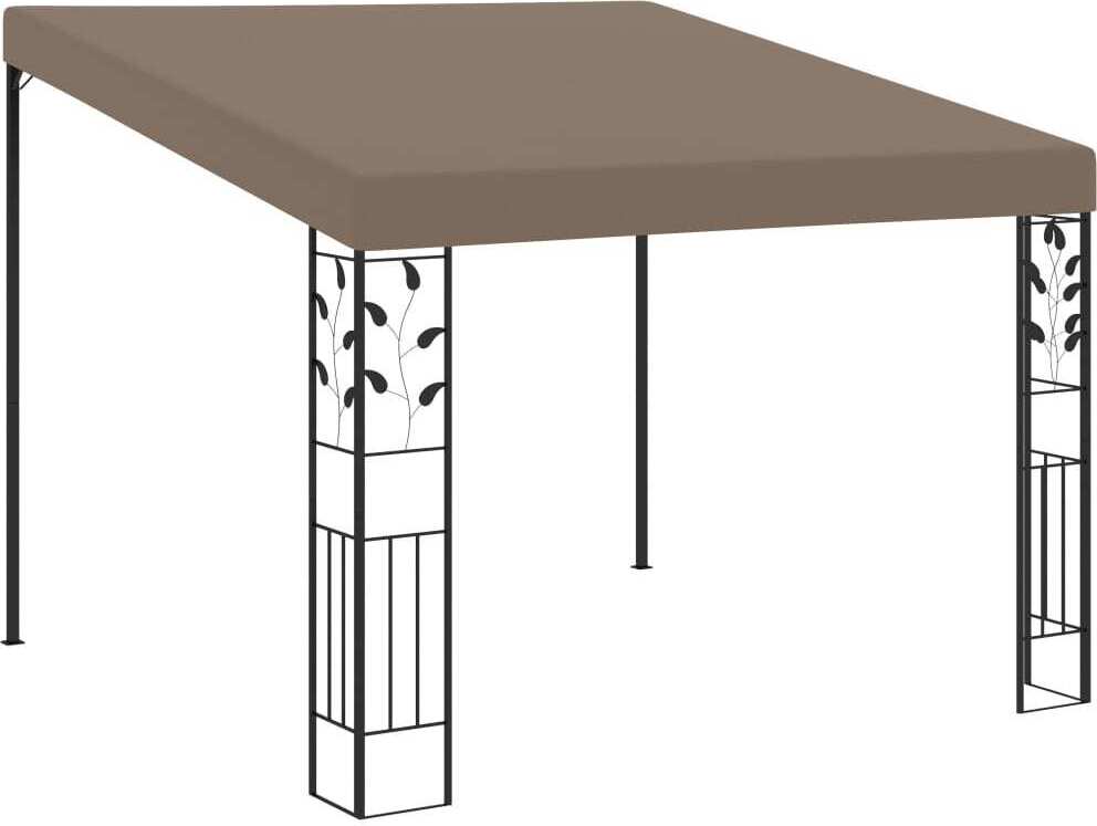 Pavillon aus pulverbeschichtetem Stahl und Polyester, Taupe, 3x3x2,5 m