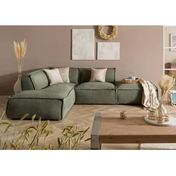 Ecksofa inkl. Hocker 195x220x79 Polyester grün RAVENNA