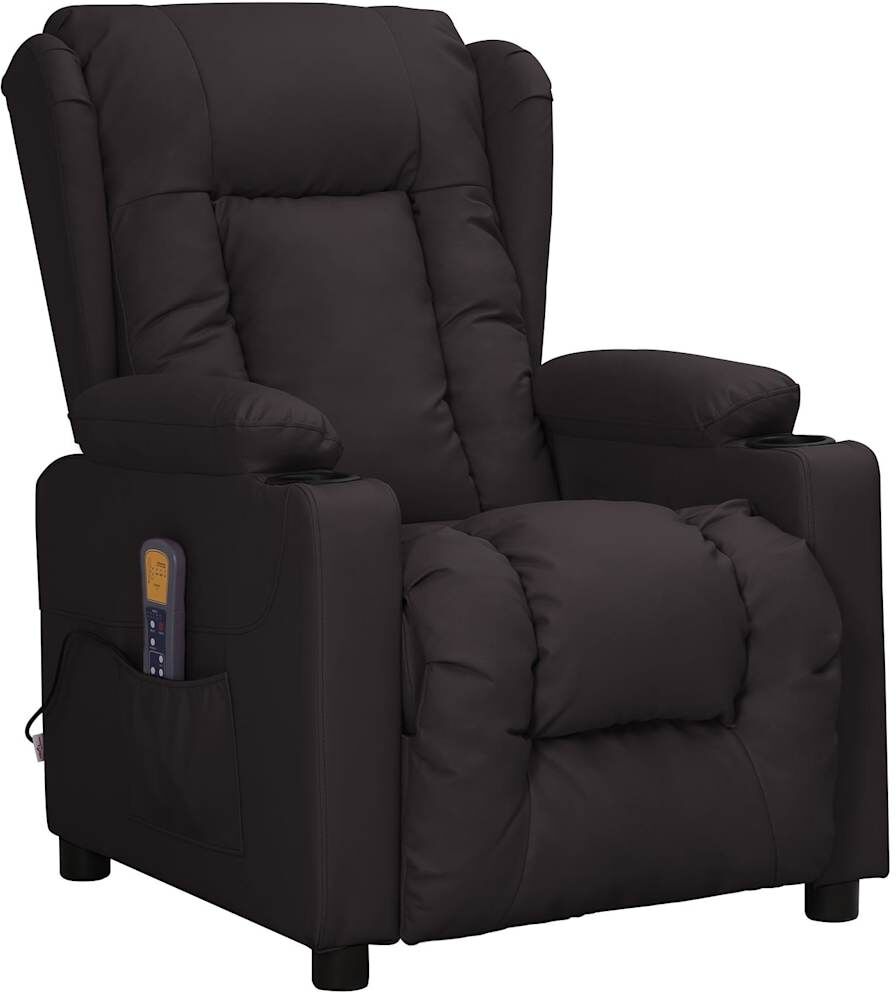 vidaXL Fauteuil de massage Noir Similicuir