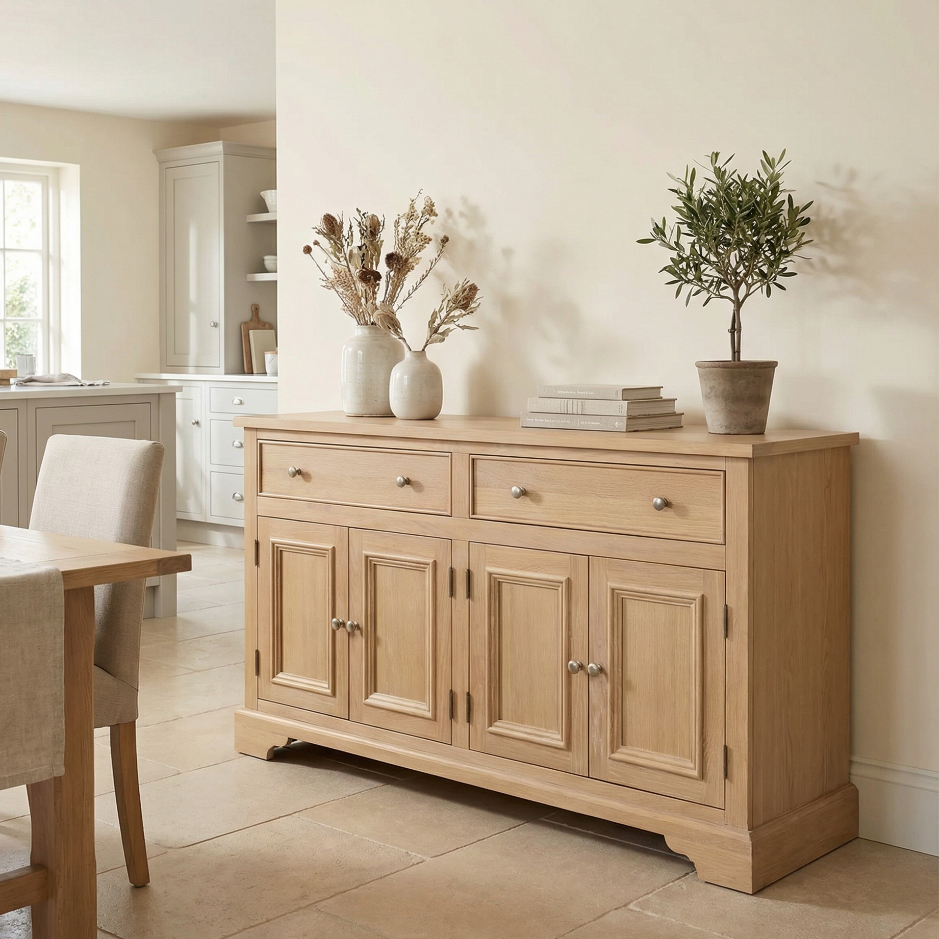Harbour Lifestyle Amberley Large 4 Door 2 Drawers Sideboard in Light Oak