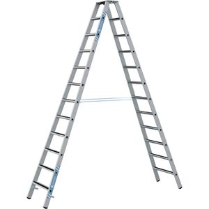 Zarges Stehleiter R13step B, 41563, beidseitig begehbar, aus eloxiertem Aluminium, bis 150kg, mit 2 x 12 R13-Stufen