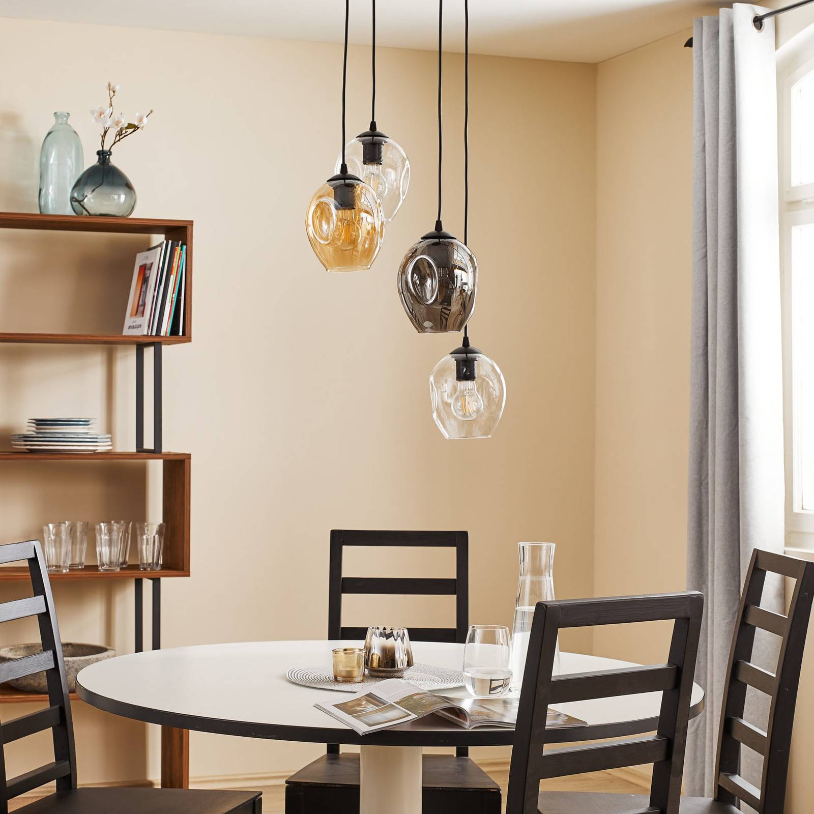 Glass Pendant Light Starla EMIBIG LIGHTING, dimmable, Black, Living / Dining Room, Glass, Modern, Ceiling Light