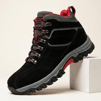 LightInthebox Men's Gray and Orange Mid-Top Hiking Shoes, Lace-Up Grip Sole Outdoor Sport Style for Hikers, Trekking, Camping, Climbing and Adventure Wear