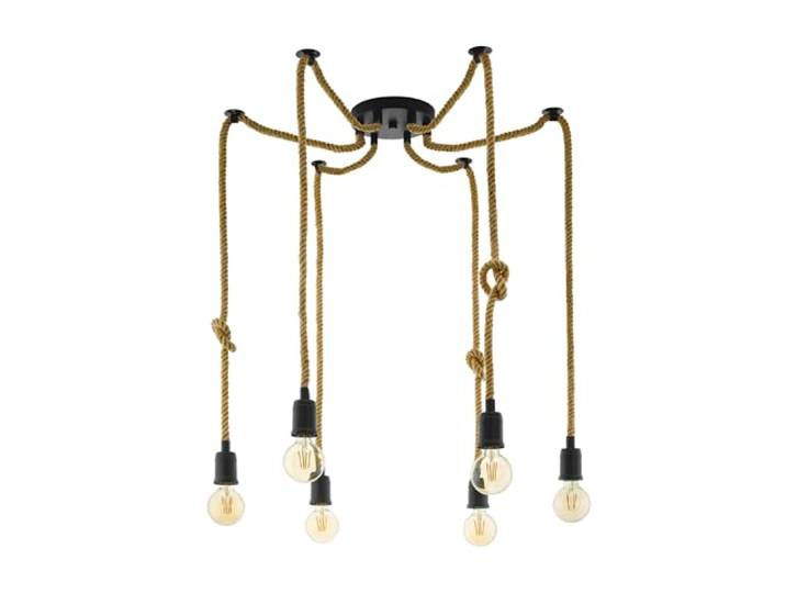 EGLO Pendellampe Rampside 6 flammige Vintage Pendelleuchte im Industrial Design, Hängelampe aus Stahl, Farbe: Schwarz, braun, Fassung: E27