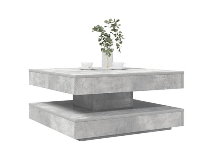 pokgdf Drehbarer Couchtisch Betongrau 70x70x34,5 cm mit Stauraum 360-Grad-Drehfunktion, untere Ablage, Holzwerkstoff, pflegeleichte Oberfläche, modernes Design