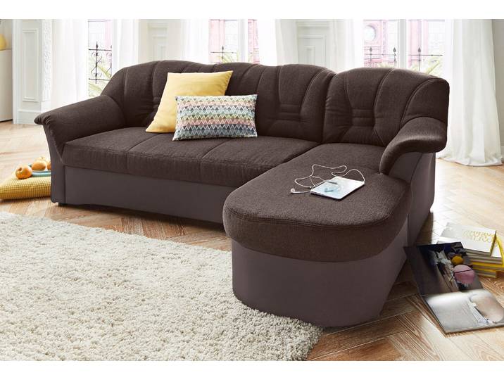 Ecksofa, Braun, 240x82 cm, Kunstleder SOFTLUX & Mikrofaser, Mit Bettfunktion, Klassisch, Domo-Collection