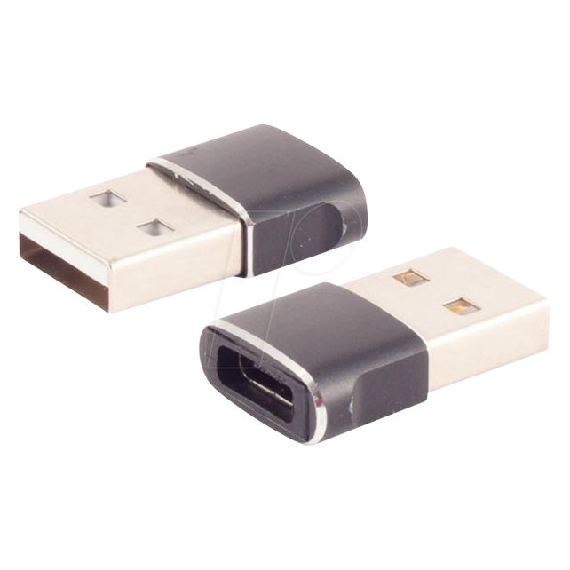 Shiverpeaks -BASIC-S--Adapter USB A Stecker auf USB C Buchse, 2.0, slim, Metallausführung (USB-A, USB-C) (BS14-05034)