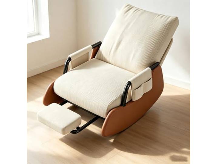 LCNDKF Schaukelsessel Modern - für Wohnzimmer und Schlafbereich Entspannender Schaukelsessel mit stabiler Kufenkonstruktion und verstaubarer Fußablage.