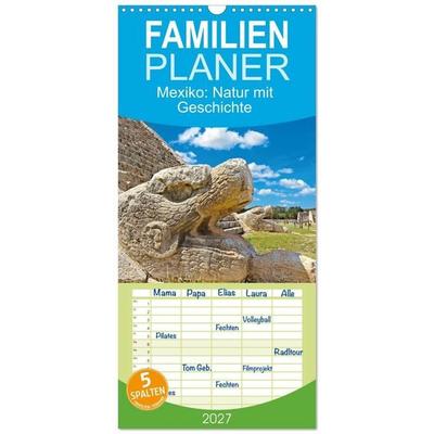 Familienplaner 2027 - Mexiko: Natur mit Geschichte mit 5 Spalten (Wandkalender, 21 x 45 cm) CALVENDO