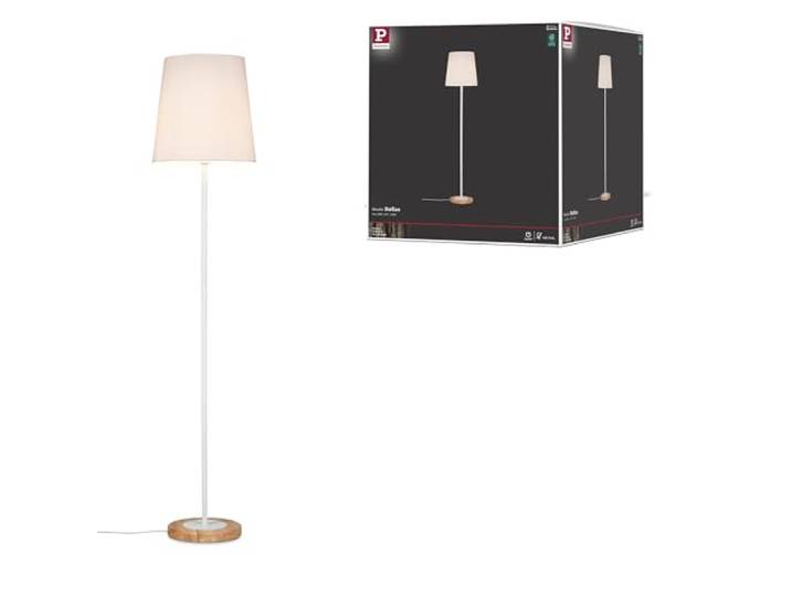 Paulmann 79634 Neordic Stellan Stehleuchte max. 1x20W Stehlampe für E27 Lampen Standleuchte mit Stoffschirm Weiß/Holz 230V ohne Leuchtmittel