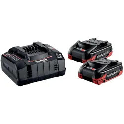 Metabo, Werkzeugakku + Ladegerät, Basic-Set 2 x LiHDX 4.0 Ah ASC 145 (18 V)