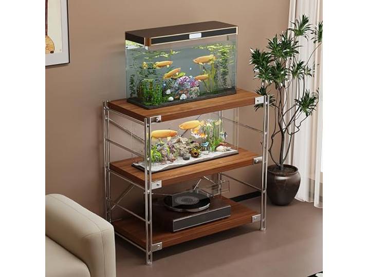XRRJFYH Aquarium Tisch 3-Stufig, Terrarienständer, Reptilienbeckenständer, Regal für Zuchtbecken, Verstellbare Regalhöhe(90x45x70cm/35x18x28in)