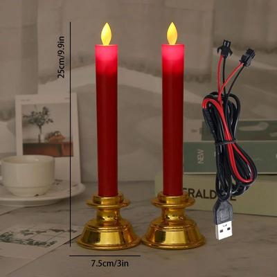 Uplift Treasures USB Plug In LED Flickering Flameless Candle Light tall Red Usb 2pcs