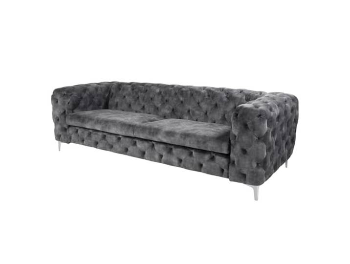Riess Ambiente Sofa MODERN BAROCK - 235cm - dunkelgrau - Samt Chesterfield Ziersteppung, Federkern-Komfort, hochwertiger Rundumbezug, massive Verarbeitung, Metallfüße