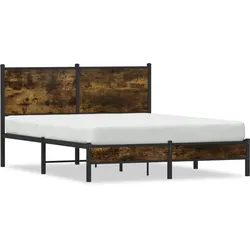 vidaXL Metallbett ohne Matratze Räuchereiche 150x200 cm