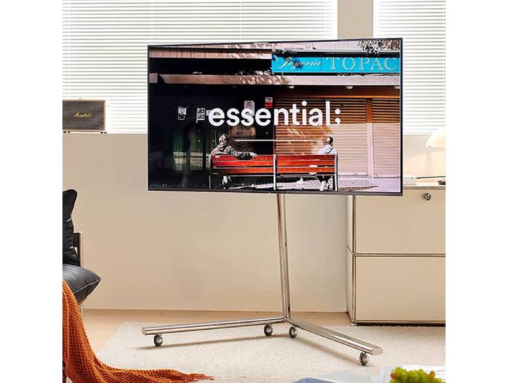 Support TV mobile sur pied, cadre télescopique vertical avec roulettes, support pour téléviseur et moniteur de 40 à 85 pouces, berceau TV amovible