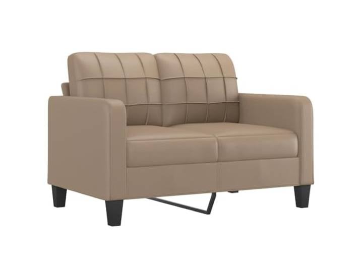 KTHLBRH 3-teiliges Sofa-Set aus Kunstleder, Cappuccino, mit Kissen Fleckenresistent, Gestell aus Metall und Sperrholz, inklusive Fußstütze, 5 Kissen