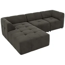 ECKSOFA VORITA L 3M - Dunkelgrau Velvet - Links Seite