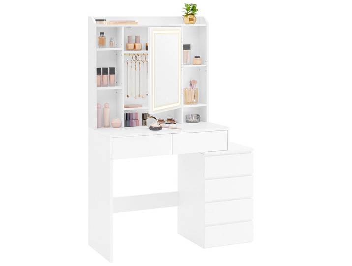 Boxxx Schminktisch, Weiß, 6 Schublade(n) Schubladen, rechteckig, Wange, multicolor, 40x145x97.5 cm, Schlafzimmer, Schminktische
