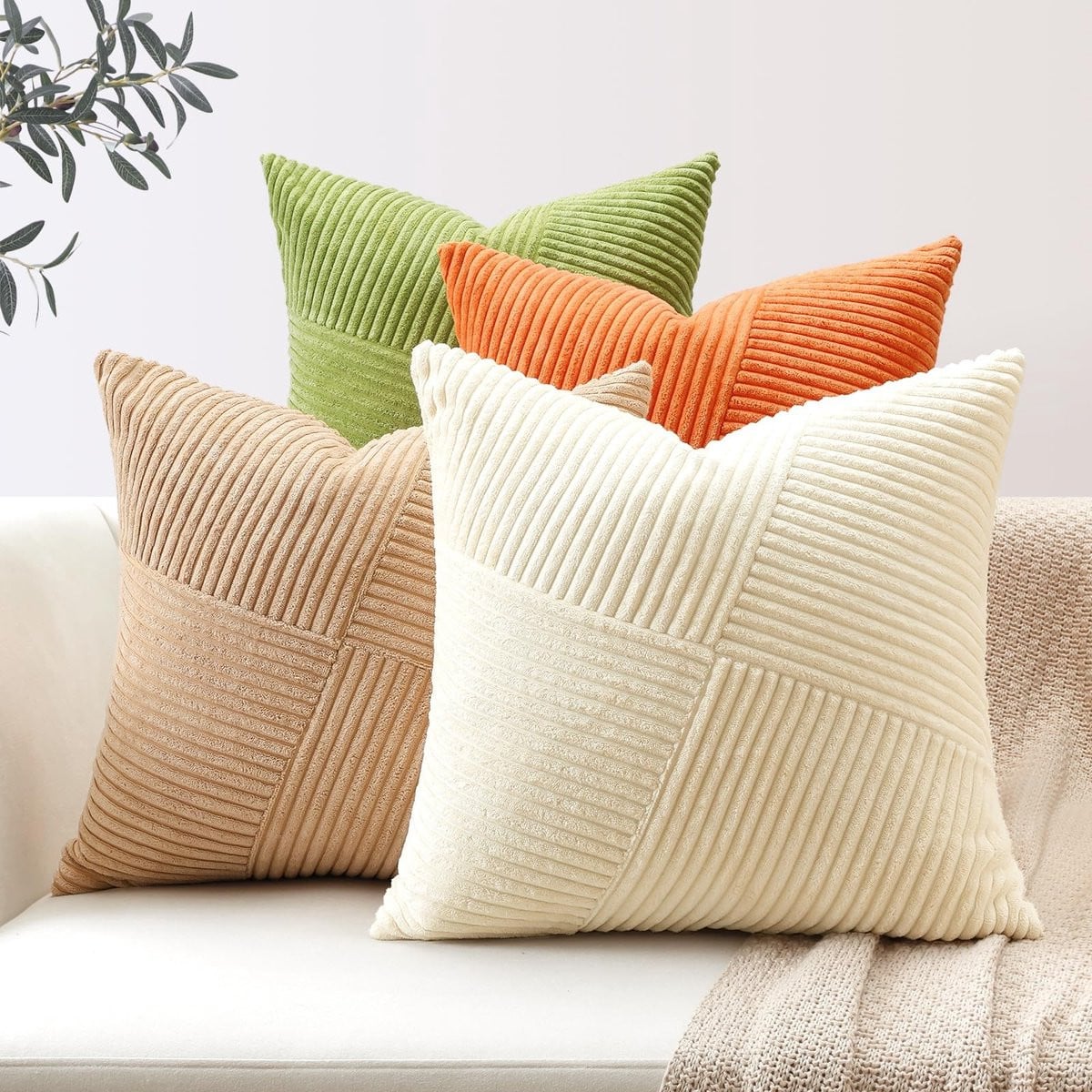 Set van 4 Corduroy Kussenslopen voor Decoratie in de Woonkamer