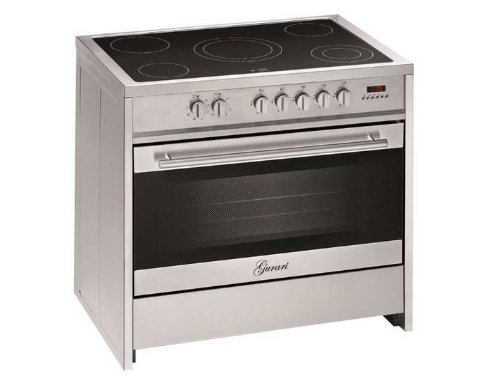GURARI Elektro-Standherd GCH E 912 X, mit 1-fach-Teleskopauszug, Elektro Standherd 90 cm/ 121L /Edelstahl/ 8 Funktionen