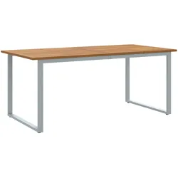 vidaXL Outdoor-Esstisch Grau 180x90x75 cm Stahl & Massivholz Akazie
