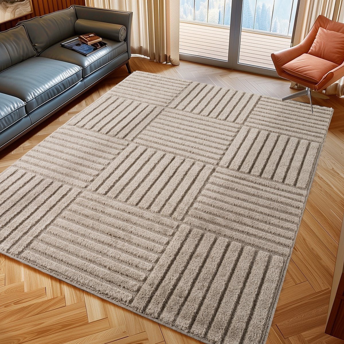 Muratap Japandi Art Kubic Scandinavisch Vloerkleed - Beige - 120 x 170 cm