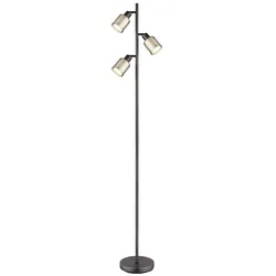 Stehlampe Standleuchte Fußschalter Metall schwarz chrom Glas schwenkbar H 161 cm