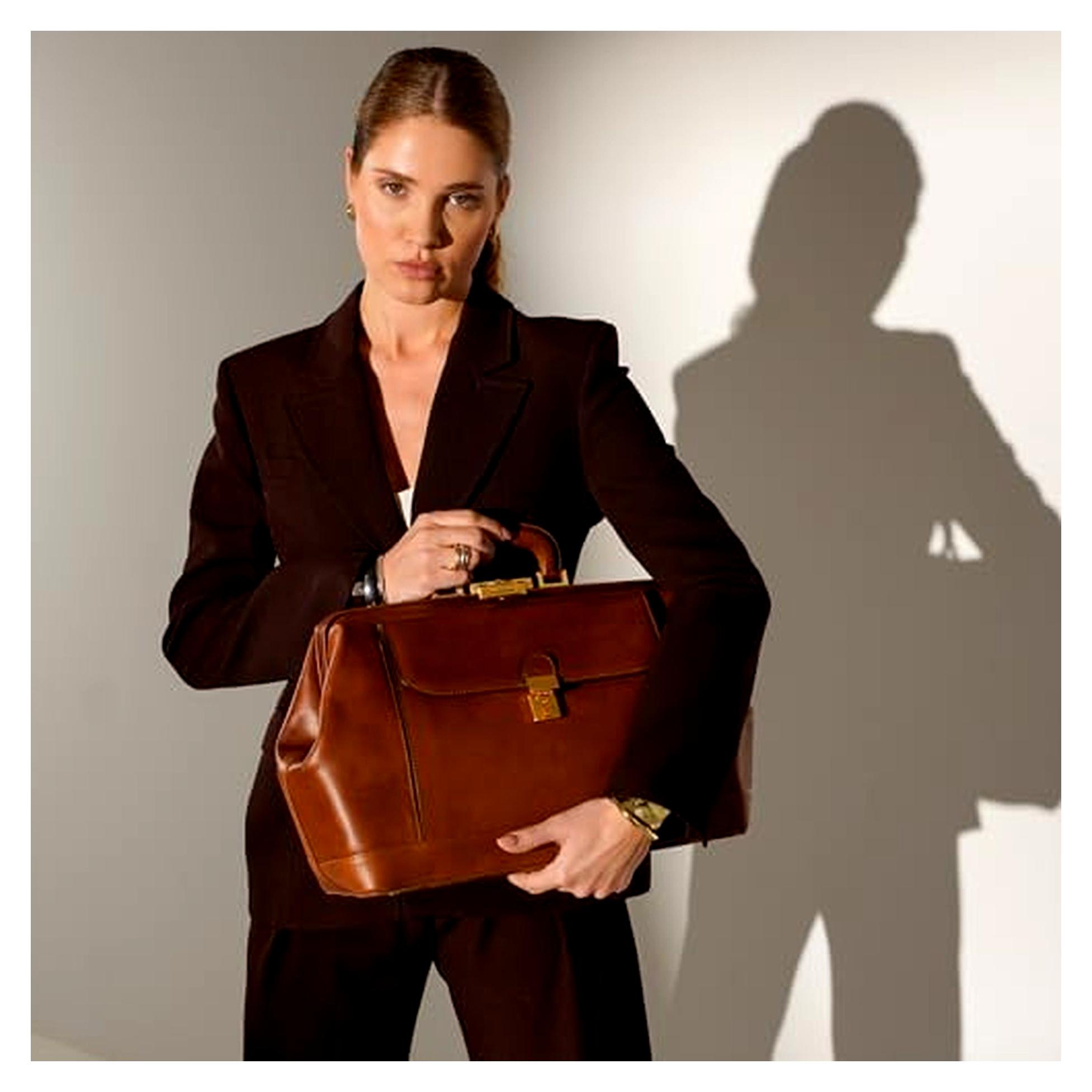 Arzttasche aus Leder - Handtasche mit Obergriff - Medizinische Aktentasche - Gladstone-Stil