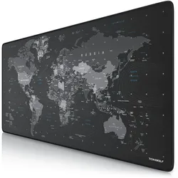Titanwolf Gaming Mauspad XXL, glattes Stoffgewebe, Speed Mousepad, 900 x 400mm große Fläche, Globus