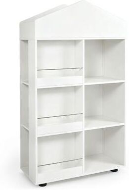 Costway Kids Bookshelf and Toy Storage Organizer 4-Tier House-Shaped Toddler Bookcase-White