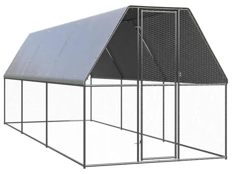 Outdoor Hühnergehege - Hühnerstall 3 x 12 x 2 m - Edelstahlrahmen - Wasserdichtes PE-Dach - Für Hühner, Enten, Kleintiere