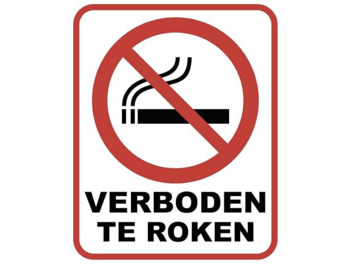 Verboden te roken sticker 5 stuks 20 x 25 cm rookverbod signalering