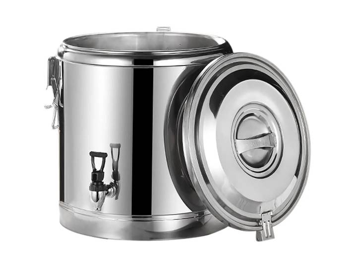 Seau isolé en acier inoxydable de 40 L avec robinet, couvercle résistant à la chaleur, transport de soupe/eau/thé