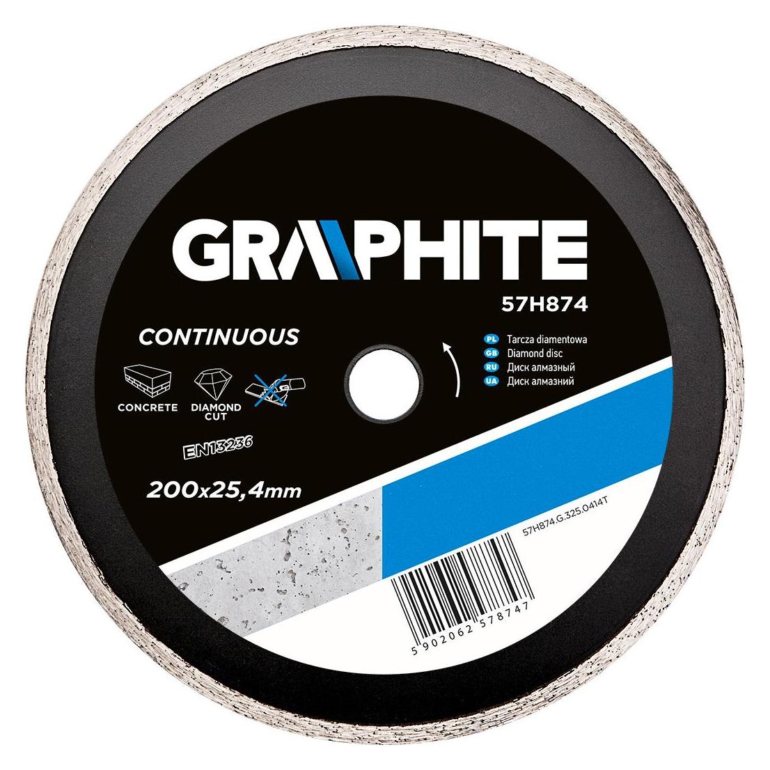 Graphite Graphit-Diamantscheibe 200x25,4 mm, massiv (57H874) (TOP-57H874)