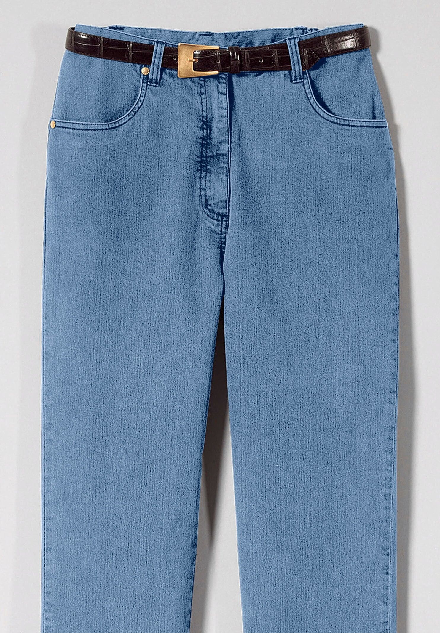 Bequeme Jeans WITT "Jeans Jeans mit abgerundeten Taschen", Damen, Gr. 40, N-Gr, blau, bleached, Denim/Jeans, , Basic, gerade, Jeans Bequeme Jeans