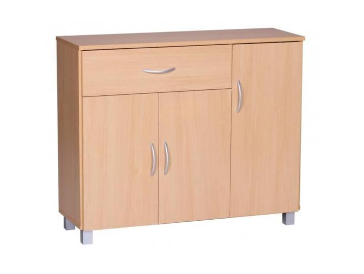 FineBuy Buffet SETE 90x30x75 cm Hêtre avec Tiroir et 3 Portes