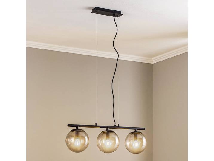 Design hanglamp Sotiana, dimbaar, zwart, Woon-/ Eetkamer, Glas, Vintage, hanglamp