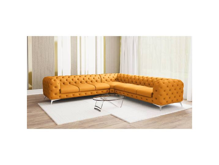Ecksofa III Gelb Microfaser Enza 323 x 323cm Gleichschenklig Glamour