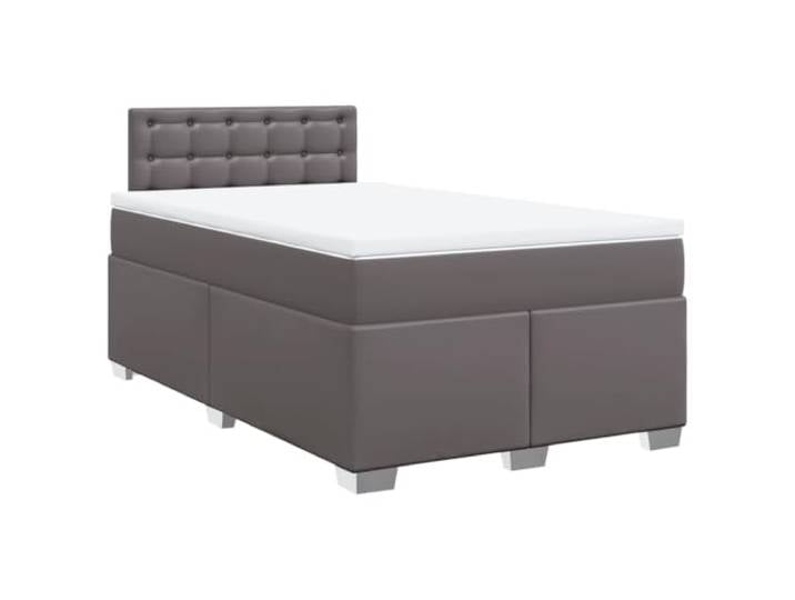 vidaXL Boxspringbett mit Matratze Grau 120x200 cm Kunstleder