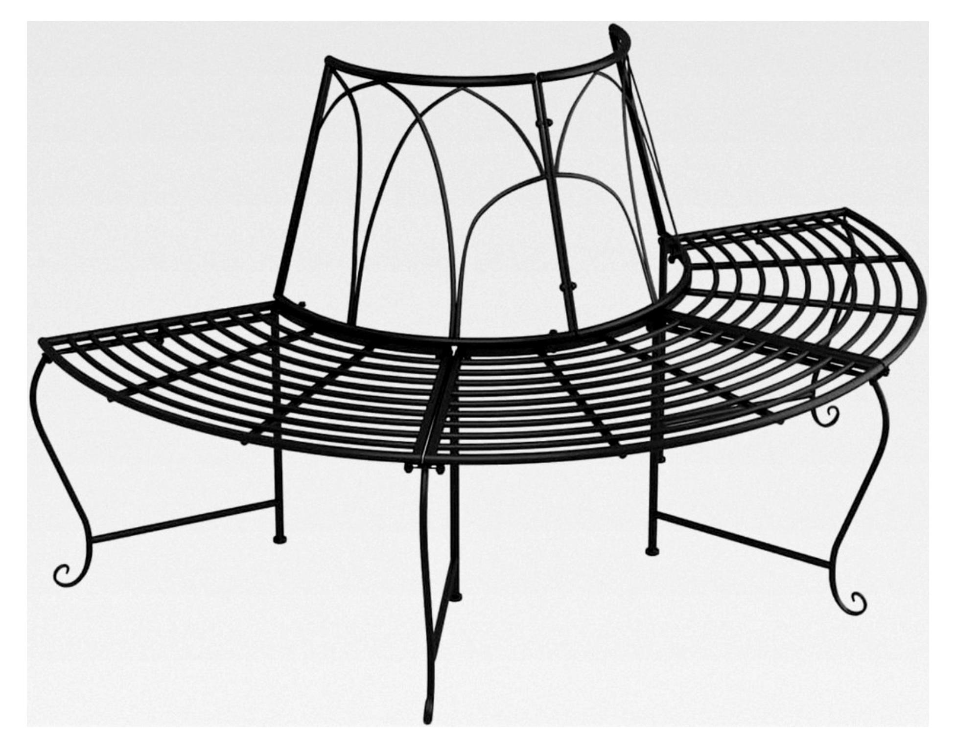 Halbrunde Baumbank aus Metall für den Garten