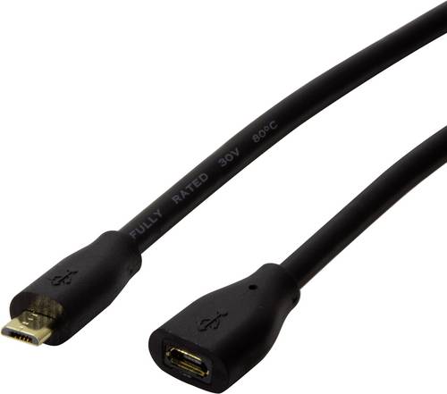 LogiLink USB-Kabel USB 2.0 USB-Micro-B Stecker, USB-Micro-B Buchse 1.00 m Schwarz CU0121