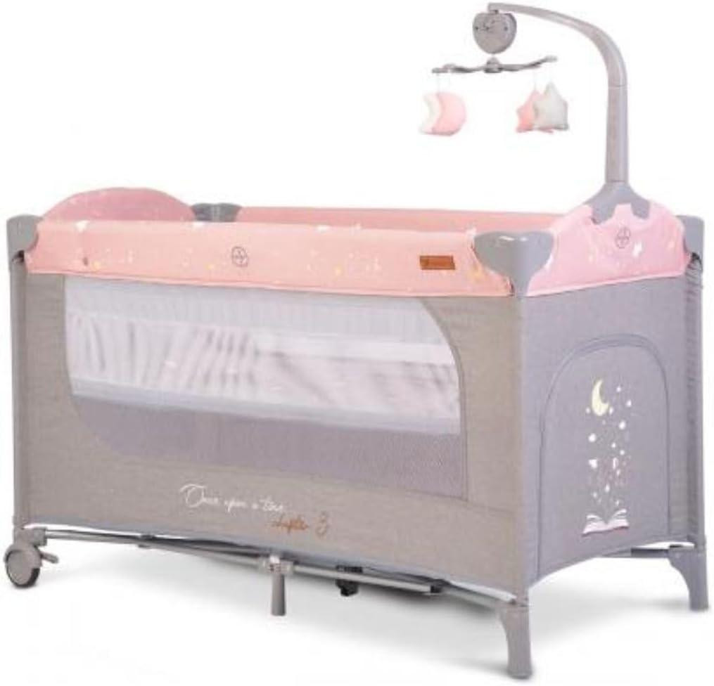 Roze campingbed Once Upon A Time 3 met aankleedvlak