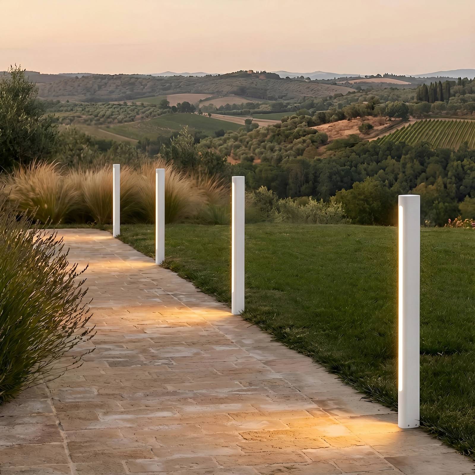 Lucande LED-Wegeleuchte Celiora, Höhe 80 cm, grau, IP65 Celiora, alu / grau / zink, Aluminium, Modern
