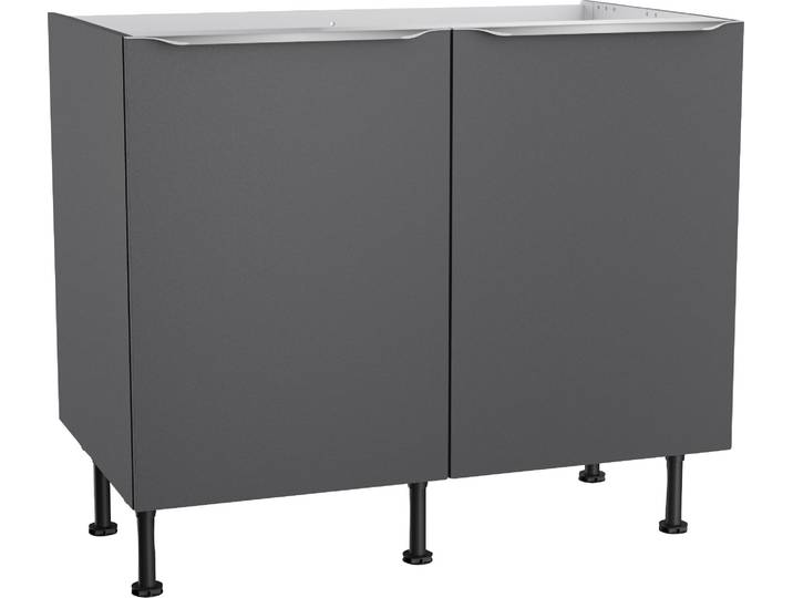 Spülenschrank KOCHSTATION KS-Aken , grau (anthrazit), B:100cm H:87cm T:58,4cm, Schränke, Spülenschrank