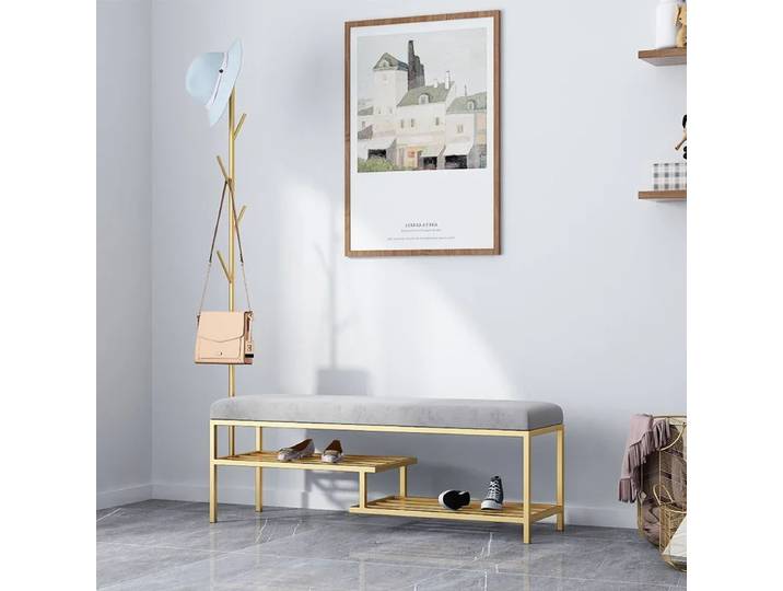 INS Style Shoe T1 avec banc de rangement, étagère en métal, siège idéal pour l'entrée, Proxy Runway, OL, moderne