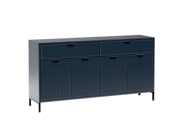 Lomadox Sideboard in Indigo blau mit Rillenoptik 165 cm Kommode Anrichte Stauraumschrank Wohnzimmerschrank modern Rillen Fronten