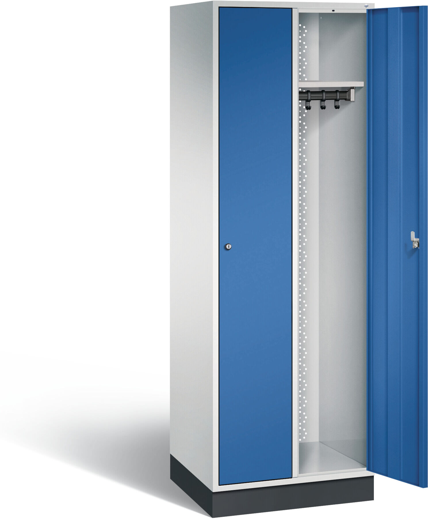 C+P Garderobenschrank Intro, H1950xB620xT490mm, Front Enzianblau, Korpus Lichtgrau (8170-201) ; C + P Möbelsysteme (8170-201 S10013)