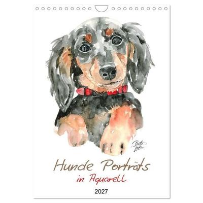 Hunde Porträts in Aquarell (Wandkalender 2027 DIN A4 hoch), CALVENDO Monatskalender