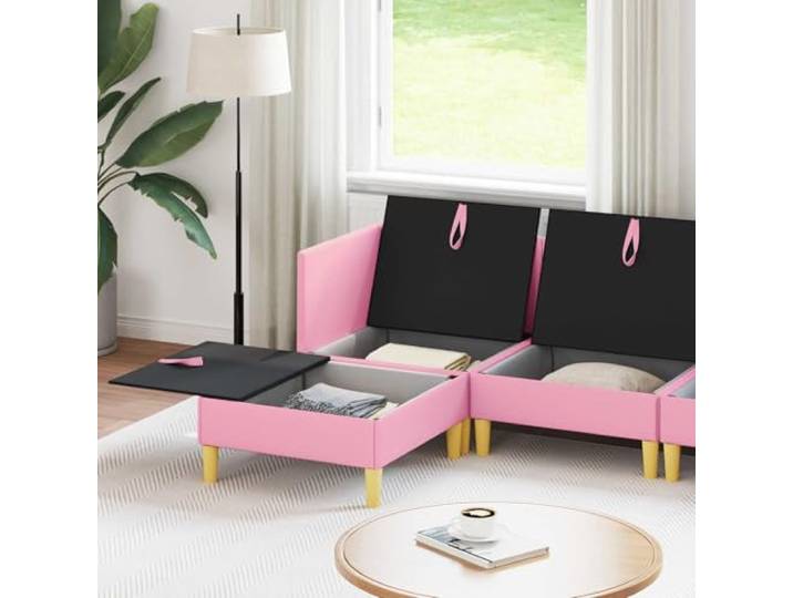 KTHLBRH Modulares Sofa-Set, Rosa, 6-teilig, mit Stauraum Langlebiger Stoff, modulares Design, bequeme Plätze, pflegeleicht